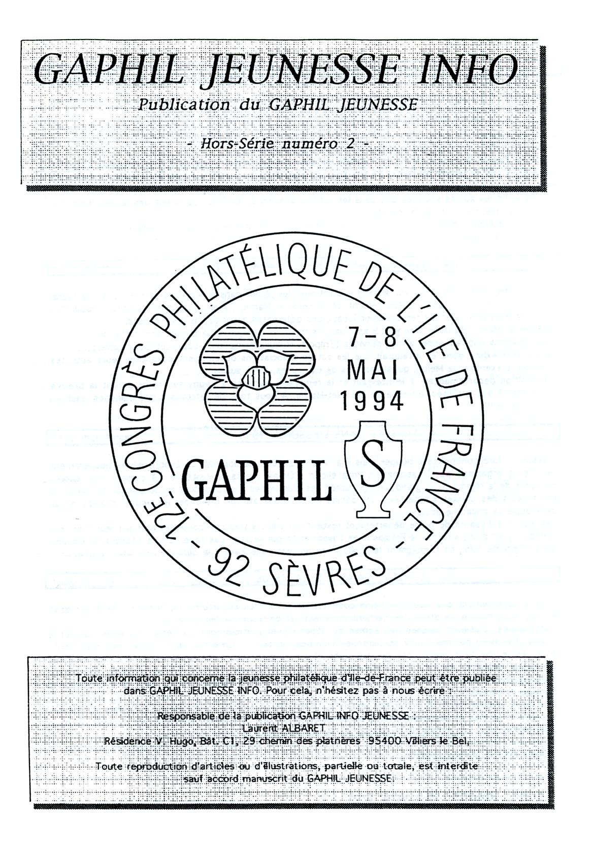 GAPHIL Info Spécial Jeunesse Hors série n°02 de mai 1994.